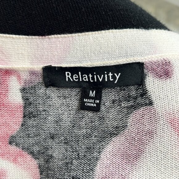 Relativity Long Cardigan Floral Black Red Medium - Picture 8 of 10